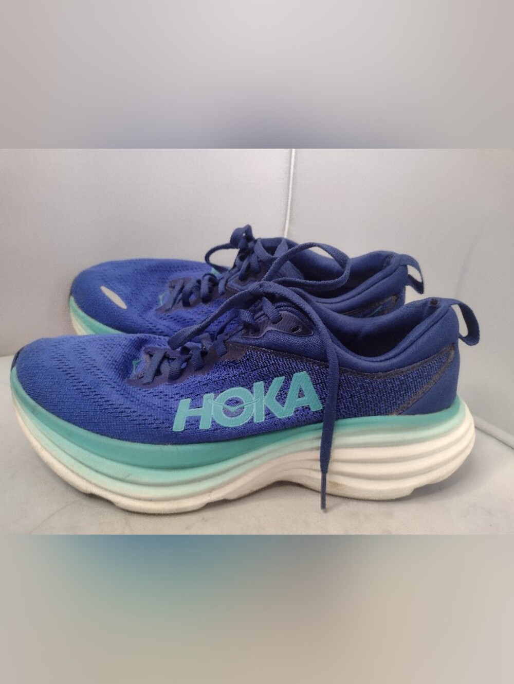Hoka One One Bondi 8 Womens 8B Running Sneakers Shoes 7.5 B Blue B12